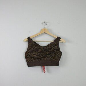 Sankom v Neck Classic Lace Bra Womens L XL Brown Slimming Posture Shaper New 166
